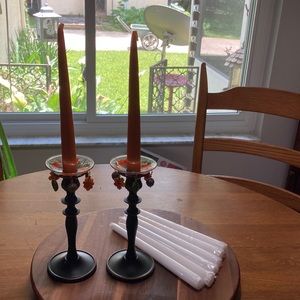 Set of taper candle holders with inserts
